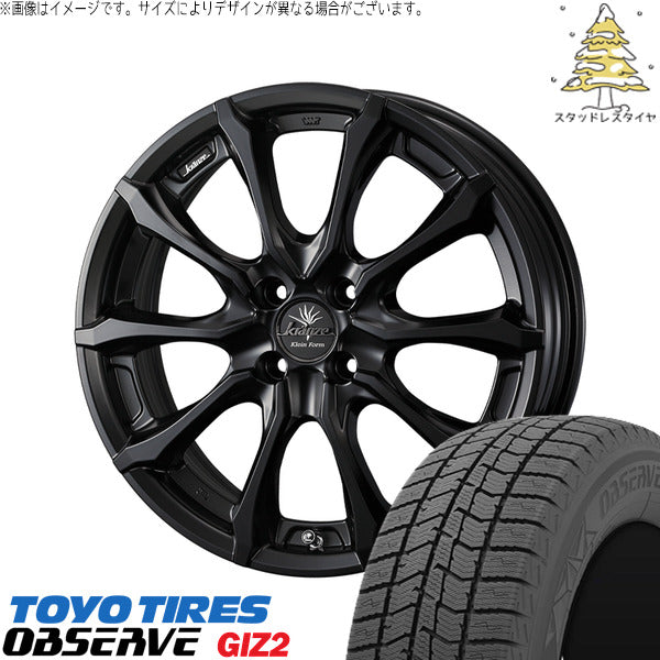 トーヨータイヤ OBSERVE 175/60R16 + クレンツェ ヴェルサム 030EVO マットブラック 16インチ 5.5J +45 4H100P スタッドレス・ホイール4本セット。1枚目。