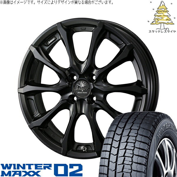 ダンロップ ウィンターマックス02 175/60R16 + クレンツェ ヴェルサム 030EVO マットブラック 16インチ 5.5J +45 4H100P スタッドレス・ホイール4本セット。1枚目。