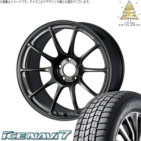 グッドイヤー アイスナビ7 225/45R18 + ウェッズスポーツ TC-105X FORGED EJチタン 18インチ 8.5J +43 5H114.3P スタッドレス・ホイール4本セット。1枚目。