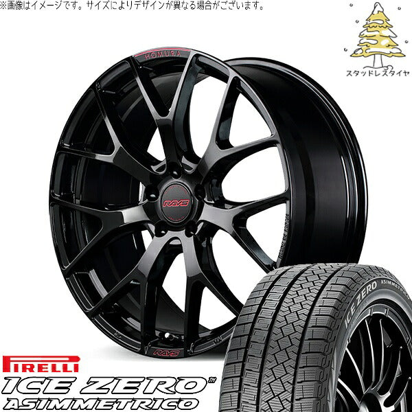ピレリ アイスゼロアシンメトリコ 225/60R17 + ホムラ 2X7 FT SPEC-M グロッシーブラック 17インチ 7J +50 5H100P スタッドレス・ホイール4本セット。1枚目。