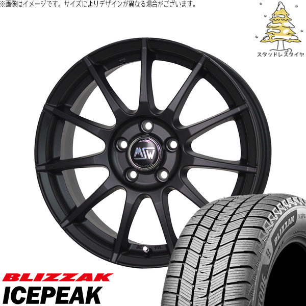 ブリヂストン ブリザック ICEPEAK 215/70R16 + MSW 85-2 マットブラック 16インチ 6.5J +40 5H100P スタッドレス・ホイール4本セット。1枚目。