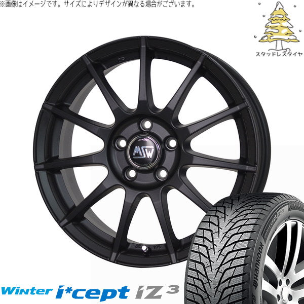 ハンコック ウィンターアイセプト IZ3 W636 195/60R16 + MSW 85-2 マットブラック 16インチ 6.5J +40 5H100P スタッドレス・ホイール4本セット。1枚目。