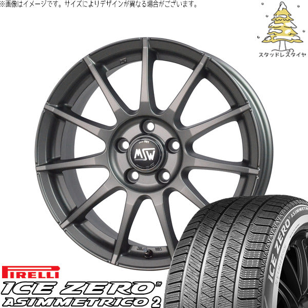 ピレリ アイスゼロアシンメトリコ2 195/55R16 + MSW 85-2 マットガンメタル 16インチ 6.5J +40 5H100P スタッドレス・ホイール4本セット。1枚目。
