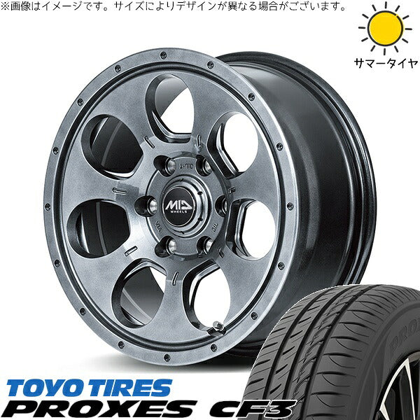 トーヨータイヤ プロクセス CF3 165/55R15 + MIDホイール マッドエージェント メタリックグレー 15インチ 4.5J +45 4H100P サマー・ホイール4本セット。1枚目。