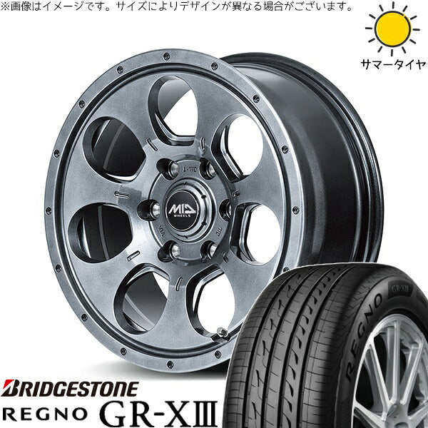 ブリヂストン レグノ GR-X3 165/65R15 + MIDホイール マッドエージェント メタリックグレー 15インチ 4.5J +45 4H100P サマー・ホイール4本セット。1枚目。