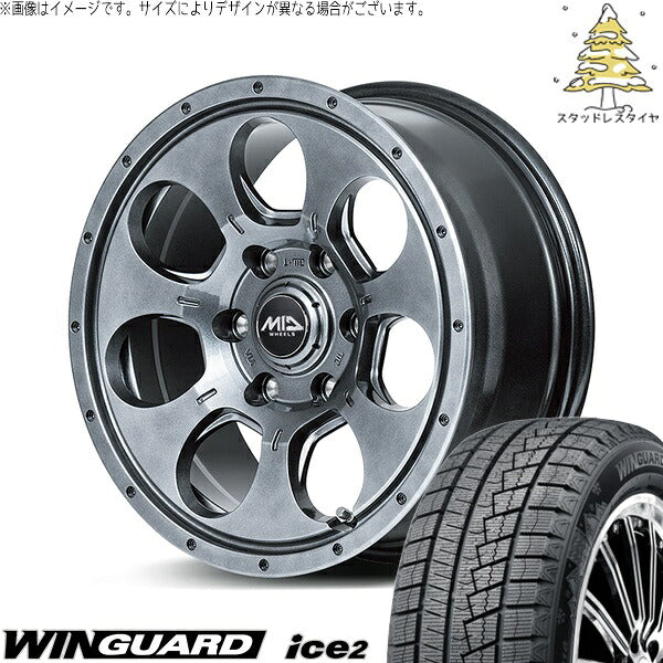 ネクセン ウィンガード アイス2 165/70R14 + MIDホイール マッドエージェント メタリックグレー 14インチ 4.5J +45 4H100P スタッドレス・ホイール4本セット。1枚目。