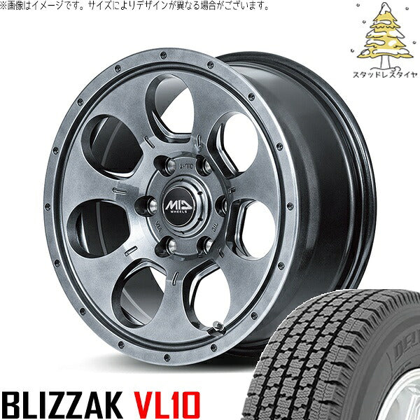 ブリヂストン ブリザック VL10 195/80R15 + MIDホイール マッドエージェント メタリックグレー 15インチ 6J +33 6H139.7P スタッドレス・ホイール4本セット。1枚目。