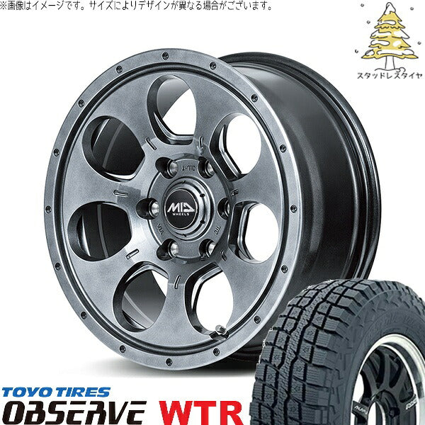 トーヨータイヤ オブザーブ W/T-R 225/70R16 + MIDホイール マッドエージェント メタリックグレー 16インチ 5.5J +22 5H139.7P スタッドレス・ホイール4本セット。1枚目。