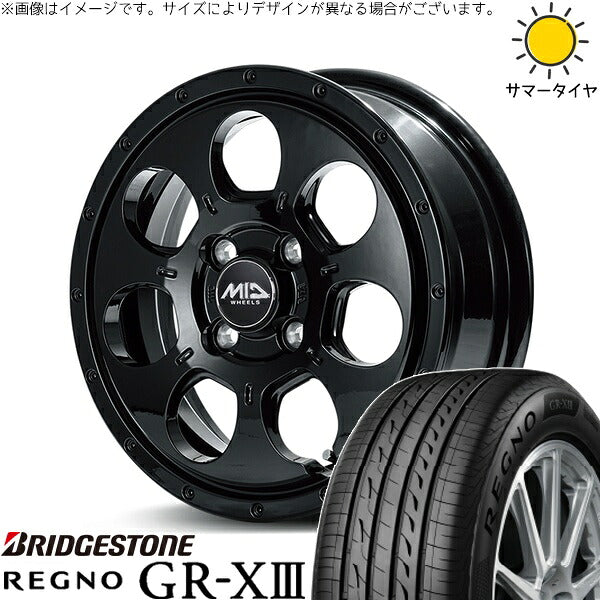 ブリヂストン レグノ GR-X3 165/55R14 + MIDホイール マッドエージェント セミグロスブラック 14インチ 4.5J +45 4H100P サマー・ホイール4本セット。1枚目。