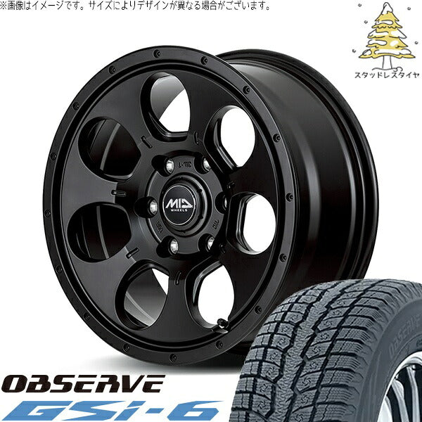 トーヨータイヤ オブザーブ Gsi-6 (OBSERVE Gsi-6) 195/80R15 + MIDホイール マッドエージェント セミグロスブラック 15インチ 5.5J +45 6H139.7P スタッドレス・ホイール4本セット。1枚目。
