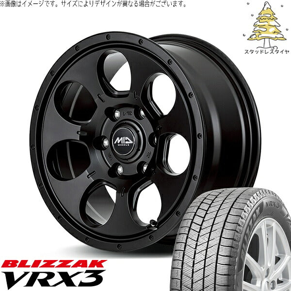 ブリヂストン ブリザック VRX3 (BLIZZAK VRX3) 205/60R16 + MIDホイール マッドエージェント セミグロスブラック 16インチ 7.0J +40 5H114.3P スタッドレス・ホイール4本セット。1枚目。