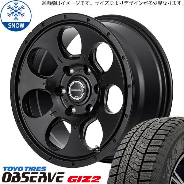 トーヨータイヤ OBSERVE 155/65R14 + MIDホイール マッドエージェント セミグロスブラック 14インチ 4.5J +45 4H100P スタッドレス・ホイール4本セット。1枚目。