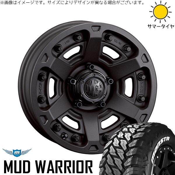 モンスタタイヤ マッドウォーリアー (MUD WARRIOR) 215/70R16 + マーテルギア アーマー ショットガンブラック 16インチ 5.5J +20 5H139.7P サマー・ホイール4本セット。1枚目。