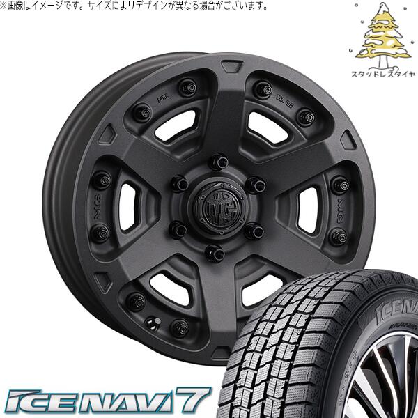 グッドイヤー アイスナビ7 215/65R16 + マーテルギア アーマー ショットガンブラック 16インチ 7J +35 5H114.3P スタッドレス・ホイール4本セット。1枚目。
