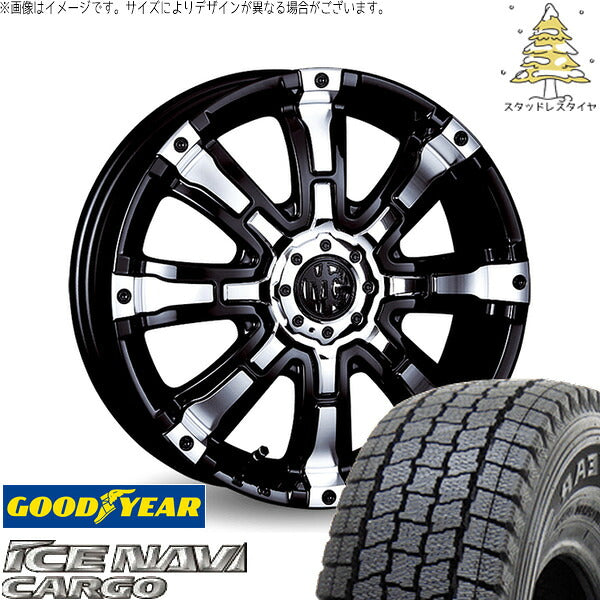 グッドイヤー アイスナビカーゴ 145/80R12 + マーテルギア ビースト ブラックポリッシュ 12インチ 4.00B +42 4H100P スタッドレス・ホイール4本セット。1枚目。