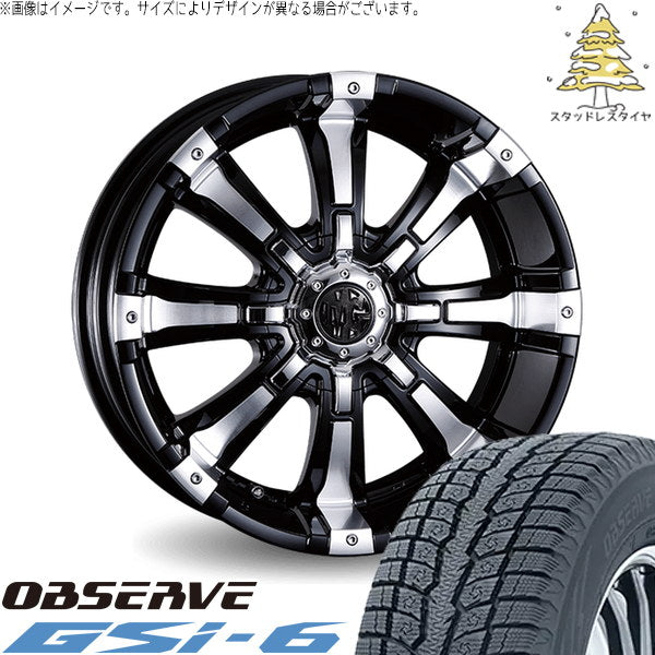 トーヨータイヤ オブザーブ Gsi-6 215/70R16 + マーテルギア ビースト ブラックポリッシュ 16インチ 5.5J +20 5H139.7P スタッドレス・ホイール4本セット。1枚目。