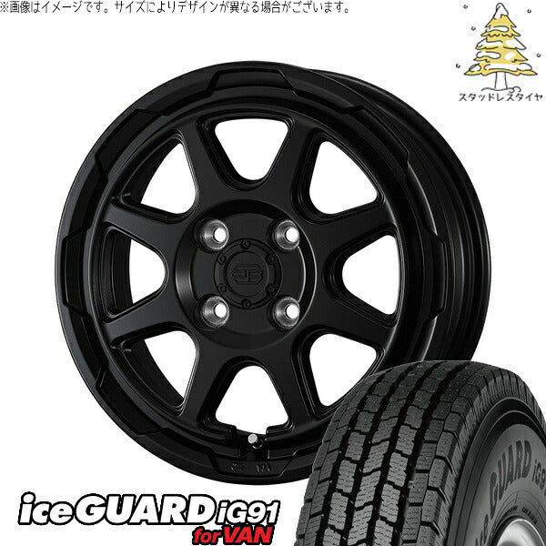 ヨコハマタイヤ アイスガード91 (iceGUARD91 IG91) 155/80R14 + スタットベルク セミマットブラック 14インチ 5J +39 4H100P スタッドレス・ホイール4本セット。1枚目。