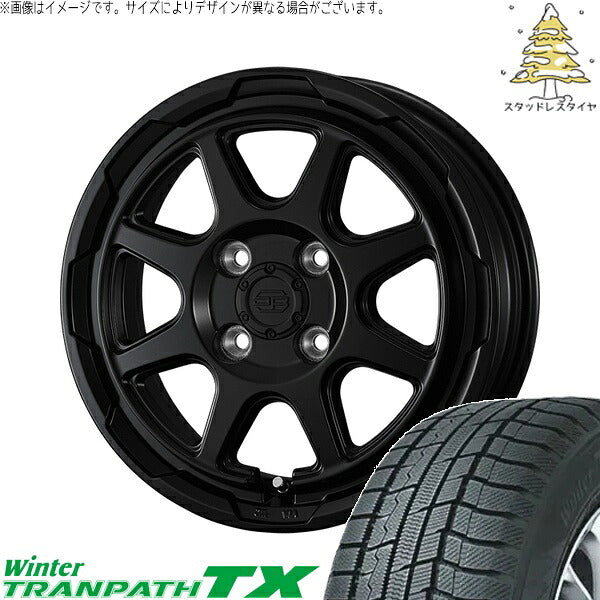 トーヨータイヤ ウィンタートランパス TX (WinterTRANPATH TX) 165/65R14 + スタットベルク セミマットブラック 14インチ 5J +39 4H100P スタッドレス・ホイール4本セット。1枚目。