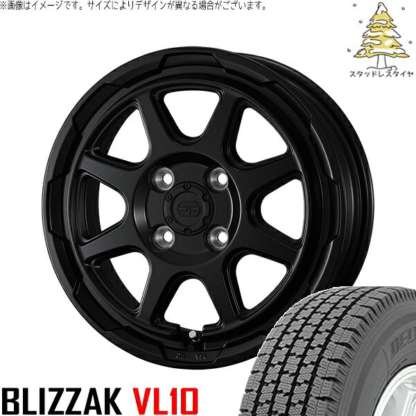 ブリヂストン ブリザック VL10 155/80R14 + スタットベルク セミマットブラック 14インチ 5J +39 4H100P スタッドレス・ホイール4本セット。1枚目。