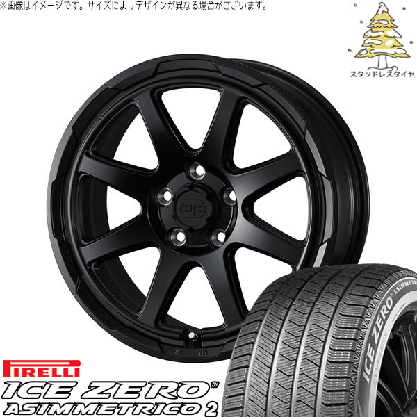 ピレリ アイスゼロアシンメトリコ2 215/65R16 + スタットベルク セミマットブラック 16インチ 7J +38 5H114.3P スタッドレス・ホイール4本セット。1枚目。