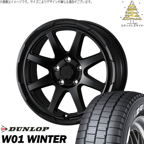 ダンロップ W01 WINTER 215/60R17 + スタットベルク セミマットブラック 17インチ 7J +38 5H114.3P スタッドレス・ホイール4本セット。1枚目。