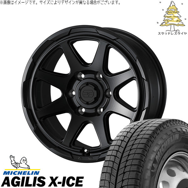 ミシュラン AGILIS X-ICE 195/80R15 + スタットベルク セミマットブラック 15インチ 6J +33 6H139.7P スタッドレス・ホイール4本セット。1枚目。