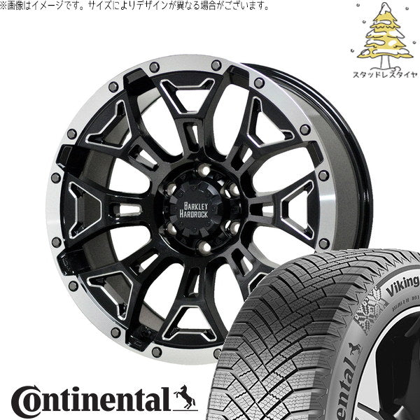 コンチネンタル バイキングコンタクト8 215/45R17 + バークレイ ハードロック エルバート ブラックサイドマシニング/リムポリッシュ 17インチ 7J +38 5H114.3P スタッドレス・ホイール4本セット。1枚目。