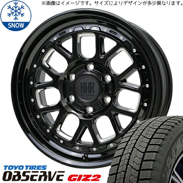 トーヨータイヤ OBSERVE 195/60R17 + バークレイ ハードロック ヒューロン グロスブラック/マシニング 17インチ 7J +38 5H114.3P スタッドレス・ホイール4本セット。1枚目。