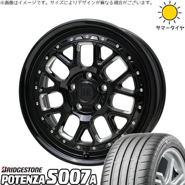 ブリヂストン ポテンザ S007A 215/55R17 + バークレイ ハードロック ヒューロン グロスブラック/マシニング 17インチ 7J +38 5H114.3P サマー・ホイール4本セット。1枚目。