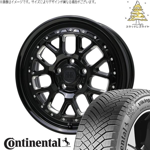 コンチネンタル バイキングコンタクト8 225/45R17 + バークレイ ハードロック ヒューロン グロスブラック/マシニング 17インチ 7J +38 5H114.3P スタッドレス・ホイール4本セット。1枚目。
