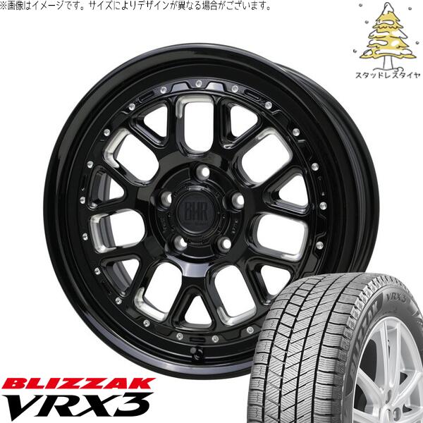 ブリヂストン ブリザック VRX3 205/65R16 + バークレイ ハードロック ヒューロン グロスブラック/マシニング 16インチ 7J +38 5H114.3P スタッドレス・ホイール4本セット。1枚目。