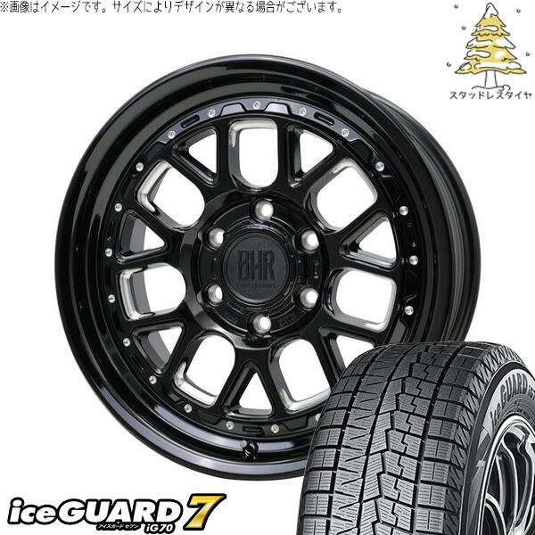 ヨコハマタイヤ アイスガードセブン IG70 215/65R16 + バークレイ ハードロック ヒューロン グロスブラック/マシニング 16インチ 6.5J +38 6H139.7P スタッドレス・ホイール4本セット。1枚目。