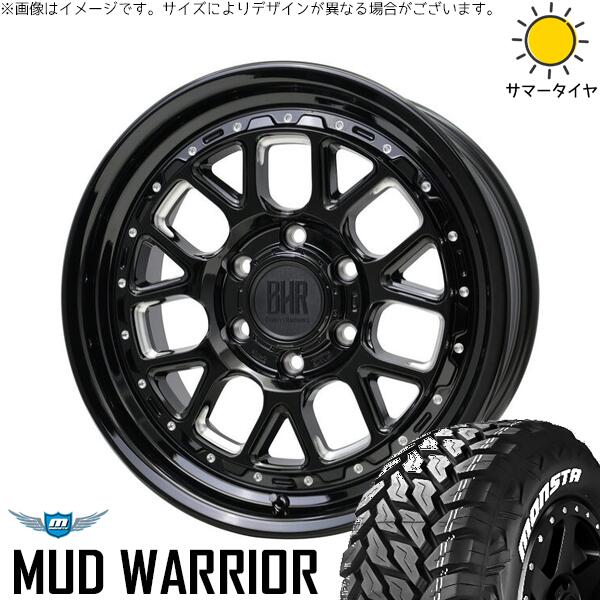モンスタタイヤ マッドウォーリア 215/70R16 + バークレイ ハードロック ヒューロン グロスブラック/マシニング 16インチ 6.5J +38 6H139.7P サマー・ホイール4本セット。1枚目。