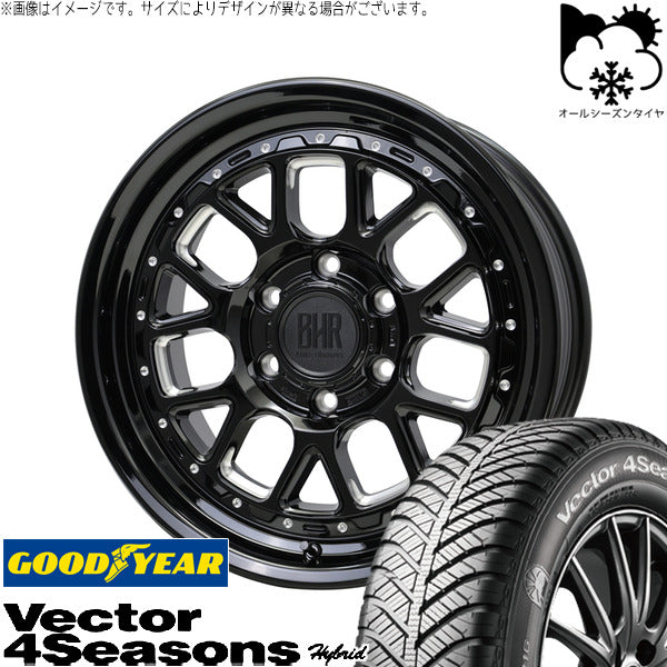 グッドイヤー ベクター4シーズンズ ハイブリッド 215/65R16 + バークレイ ハードロック ヒューロン グロスブラック/マシニング 16インチ 6.5J +38 6H139.7P オールシーズン・ホイール4本セット。1枚目。