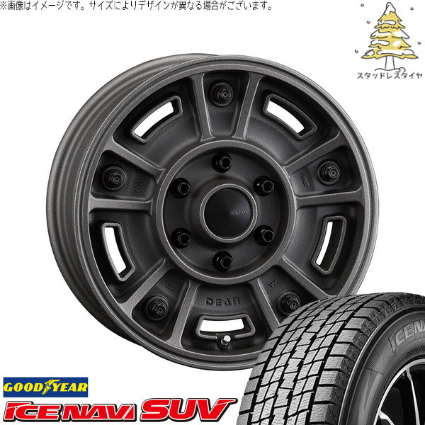 グッドイヤー アイスナビ SUV 265/70R16 + ディーン BJメキシカン ショットチャコールブラック 16インチ 8J ±0 5H150P スタッドレス・ホイール4本セット。1枚目。