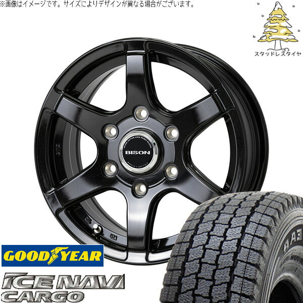 グッドイヤー アイスナビカーゴ 195/80R15 + バイソン BN-04 メタリックブラック 15インチ 6J +33 6H139.7P スタッドレス・ホイール4本セット。1枚目。