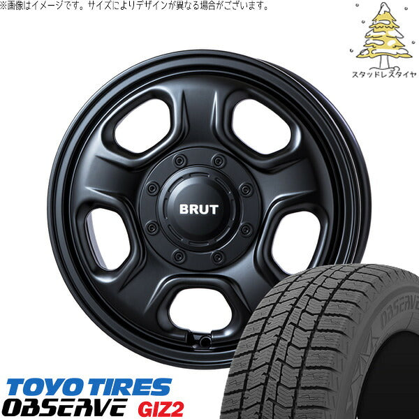 トーヨータイヤ OBSERVE 165/55R14 + ブルート BR-33 ミリタリーブラック 14インチ 4.5J +45 4H100P スタッドレス・ホイール4本セット。1枚目。