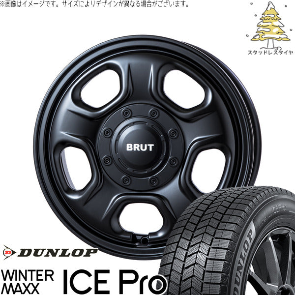 ダンロップ ウィンターマックス ICE Pro 165/70R14 + ブルート BR-33 ミリタリーブラック 14インチ 4.5J +45 4H100P スタッドレス・ホイール4本セット。1枚目。