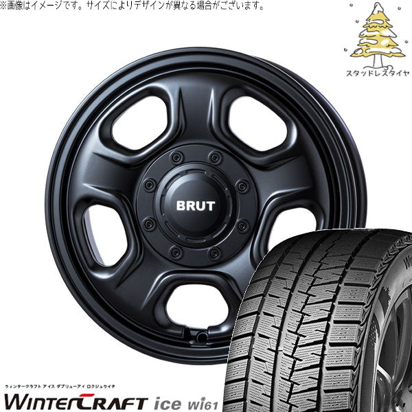 クムホ ウィンタークラフト アイス Wi61 165/55R14 + ブルート BR-33 ミリタリーブラック 14インチ 4.5J +45 4H100P スタッドレス・ホイール4本セット。1枚目。