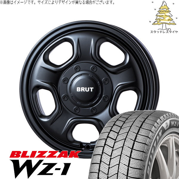 ブリヂストン ブリザック WZ-1 165/65R14 + ブルート BR-33 ミリタリーブラック 14インチ 4.5J +45 4H100P スタッドレス・ホイール4本セット。1枚目。