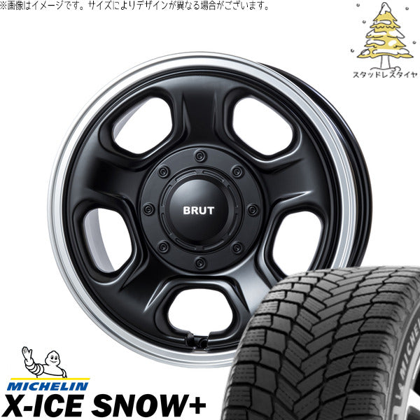 ミシュラン エックスアイス スノー+ 215/65R16 + ブルート BR-33 マシンリップブラック 16インチ 6.5J +38 6H139.7P スタッドレス・ホイール4本セット。1枚目。
