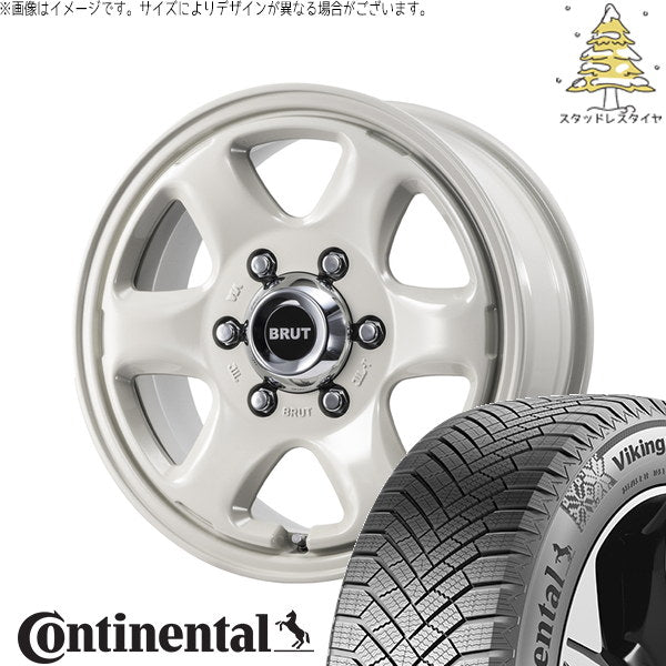 コンチネンタル バイキングコンタクト8 215/65R16 + ブルート BR-44 ミルキーホワイト 16インチ 6.5J +38 6H139.7P スタッドレス・ホイール4本セット。1枚目。