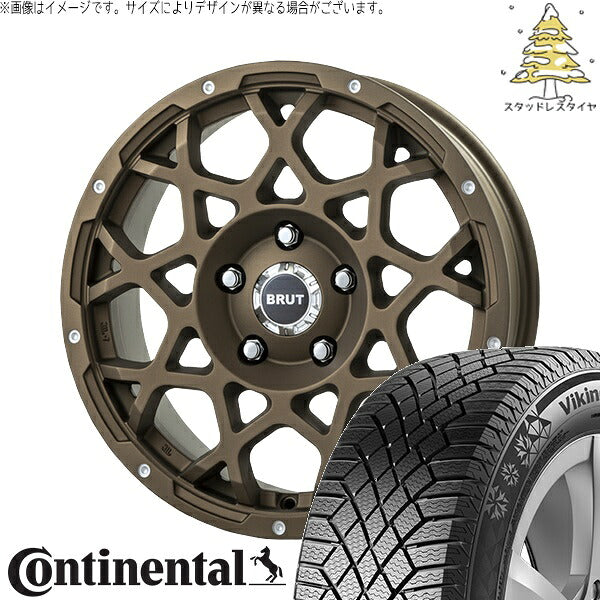 コンチネンタル バイキングコンタクト7 215/70R16 + ブルート BR-55 デザートブロンズ 16インチ 5.5J +20 5H139.7P スタッドレス・ホイール4本セット。1枚目。