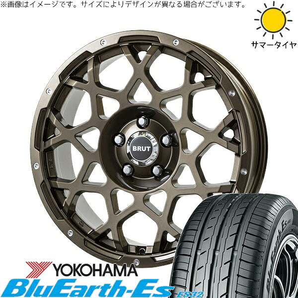 ヨコハマタイヤ ブルーアース ES32 225/60R17 + ブルート BR-55 シャンパンゴールド 17インチ 7.5J +38 5H114.3P サマー・ホイール4本セット。1枚目。