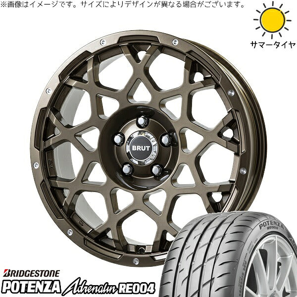 ブリヂストン ポテンザ アドレナリン RE004 225/40R18 + ブルート BR-55 シャンパンゴールド 18インチ 8J +40 5H114.3P サマー・ホイール4本セット。1枚目。