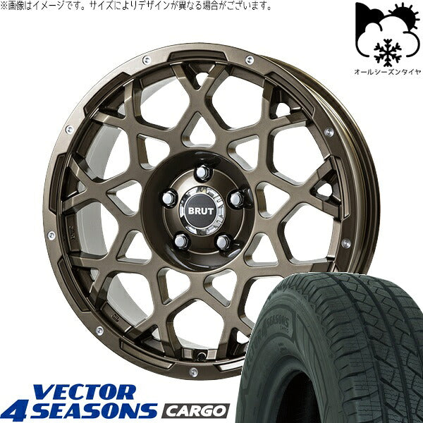 グッドイヤー ベクター4シーズンズ カーゴ 155/80R14 + ブルート BR-55 シャンパンゴールド 14インチ 5J +35 4H100P オールシーズン・ホイール4本セット。1枚目。