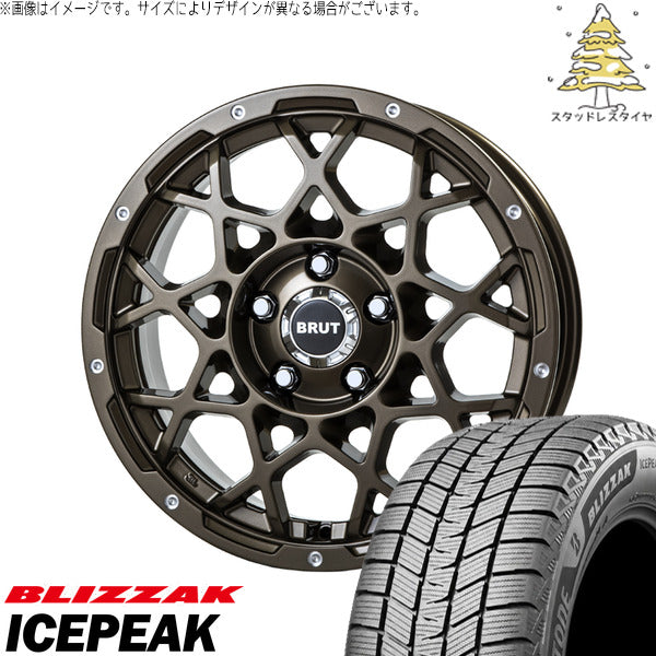 ブリヂストン ブリザック ICEPEAK 215/65R16 + ブルート BR-55 シャンパンゴールド 16インチ 6.5J +35 5H114.3P スタッドレス・ホイール4本セット。1枚目。