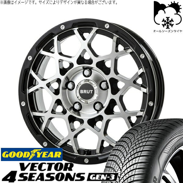 グッドイヤー ベクター4シーズンズ GEN-3 215/65R16 + ブルート BR-55 ミルドマシンブラック 16インチ 6.5J +35 5H114.3P オールシーズン・ホイール4本セット。1枚目。