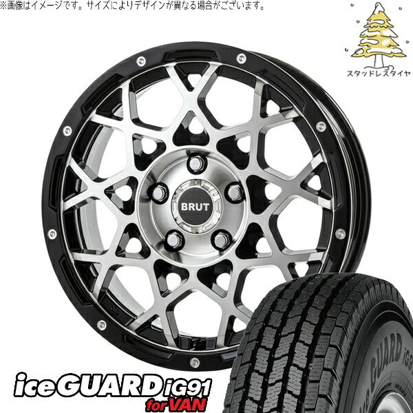ヨコハマタイヤ アイスガード91 IG91 225/70R16 + ブルート BR-55 ミルドマシンブラック 16インチ 6.5J +35 5H114.3P スタッドレス・ホイール4本セット。1枚目。