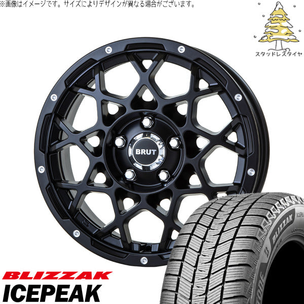 ブリヂストン ブリザック ICEPEAK 175/80R16 + ブルート BR-55 ミルドサティンブラック 16インチ 5.5J +20 5H139.7P スタッドレス・ホイール4本セット。1枚目。